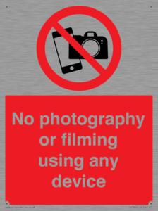 No photography or filming using any device